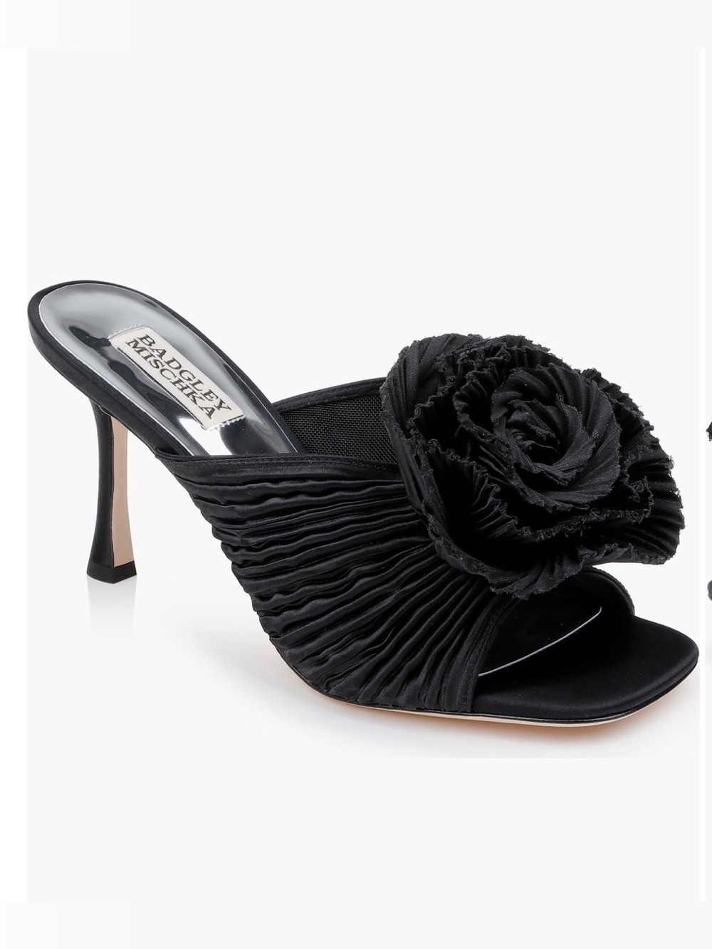 NIB Badgley Mischka Blythe Floral Detail Slide Sandal. Black. Size 8M. $245